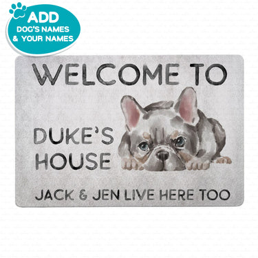 Personalized Dog Gift Idea - Watercolor Puppy And Owner Name For Dog Puppy Lovers - Doormat